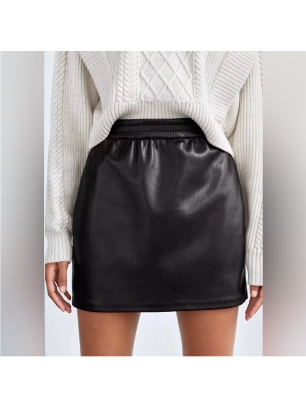 Aritzia Babaton Vegan Leather Mini Skirt BUNDLE Black AND Brown pockets boho - Picture 7 of 13